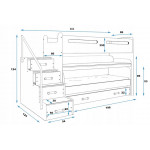 Trojlôžková poschodová posteľ Max1 200x80cm bielo modrá